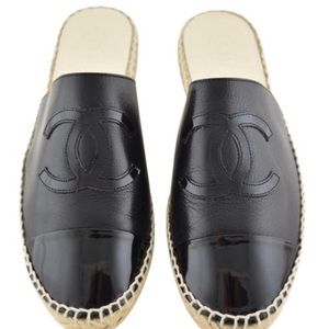 Black Classic CC Chanel Logo Slip-on Espadrilles